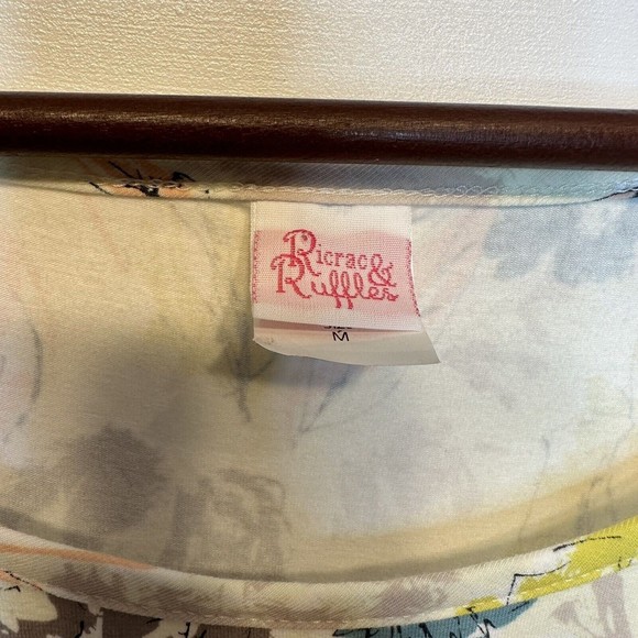 NEW Ricrac & Ruffles Mom Top MEDIUM Floral Print Long Sleeve Top Adult Size Tee - Picture 5 of 6